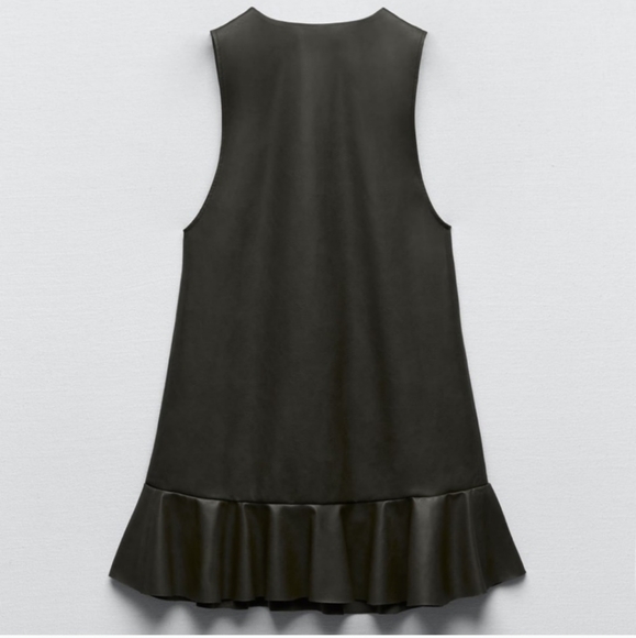 ZARA FAUX LEATHER RUFFLED PINAFORE DRESS  SIZE S - Picture 14 of 14